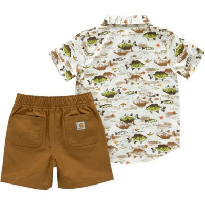 Image showing  Kids Short-Sleeve Print Shirt and Canvas Short Set