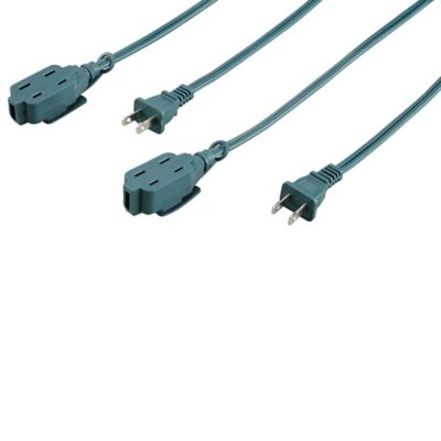 Image showing  9 ft. Indoor 16 ga. 3-Outlet Extension Cords with Caps, 2-Pack