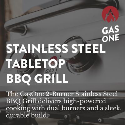 Image showing  2-Burner Stainless Steel Tabletop Propane Gas Grill, Silver