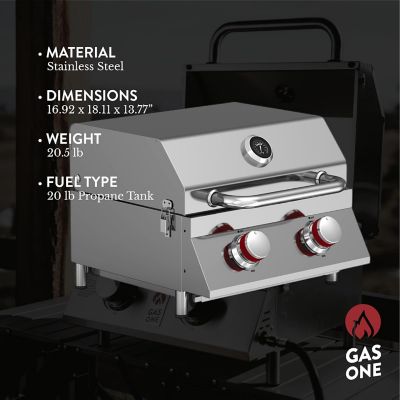Image showing  2-Burner Stainless Steel Tabletop Propane Gas Grill, Silver