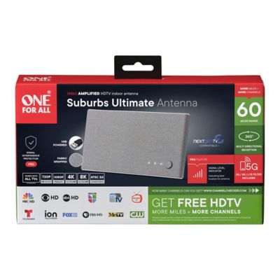 Image showing  Amplified Indoor Digital TV Antenna, Ultimate Gray Fabric, with up to 60-Mile Reception Range, 14460