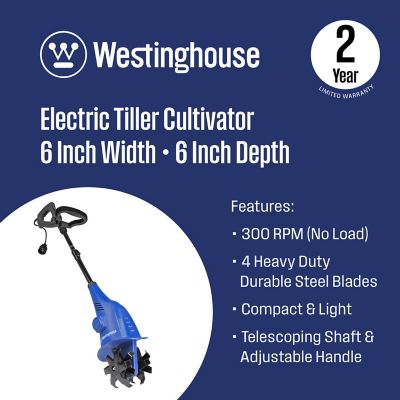 Image showing  6 in. 2.5A Corded Electric Mini Tiller Cultivator