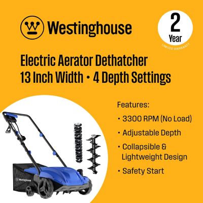 Image showing  13 in. 12A Corded Electric Dethatcher and Aerator, 8 gal. Collection Bag