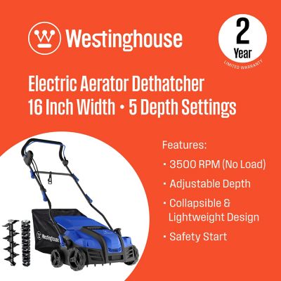 Image showing  16 in. 15A Corded Electric Dethatcher and Aerator, 14.5 gal. Collection Bag