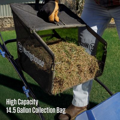 Image showing 5 th Westinghouse 16 in. 15A Corded Electric Dethatcher and Aerator, 14.5 gal. Collection Bag