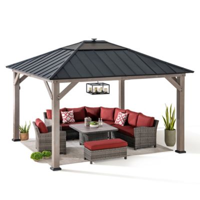Sunjoy Outdoor 132.09 in. x 154.92 Hardtop Wooden Gazebo