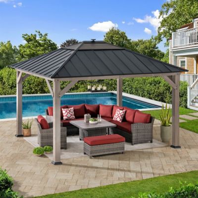 Image showing  Outdoor 132.09 in. x 154.92 Hardtop Wooden Gazebo