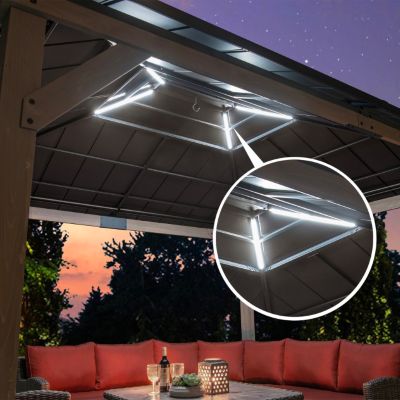 Image showing 6 th Sunjoy Outdoor 132.09 in. x 154.92 Hardtop Wooden Gazebo