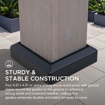 Image showing 9 th Sunjoy Outdoor 132.09 in. x 154.92 Hardtop Wooden Gazebo