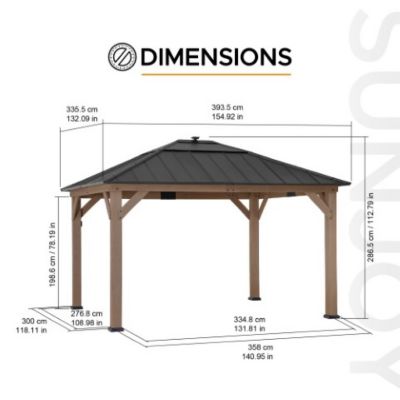 Image showing  Outdoor 132.09 in. x 154.92 Hardtop Wooden Gazebo