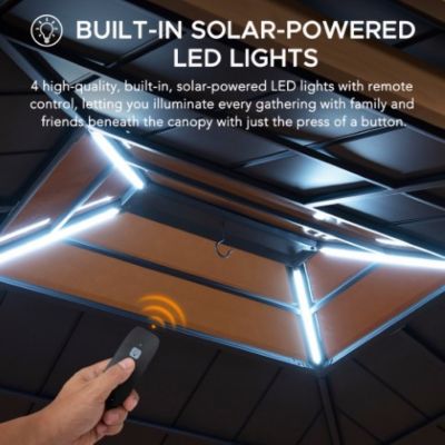 Image showing 6 th Sunjoy Outdoor 132.09 in. x 154.92 Hardtop Wooden Gazebo