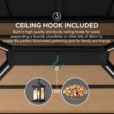 Image showing 7 th Sunjoy Outdoor 132.09 in. x 154.92 Hardtop Wooden Gazebo