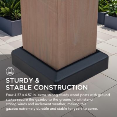 Image showing 9 th Sunjoy Outdoor 132.09 in. x 154.92 Hardtop Wooden Gazebo