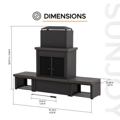 Image showing  Outdoor Wood-Burning Steel Fireplace, Black/Brown