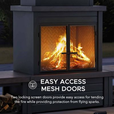 Image showing  Outdoor Wood-Burning Steel Fireplace, Black/Brown