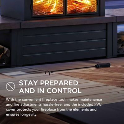 Image showing 5 th Sunjoy Outdoor Wood-Burning Steel Fireplace, Black/Brown