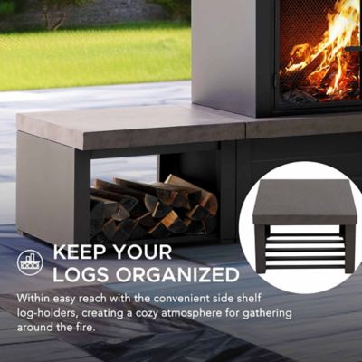 Image showing 6 th Sunjoy Outdoor Wood-Burning Steel Fireplace, Black/Brown