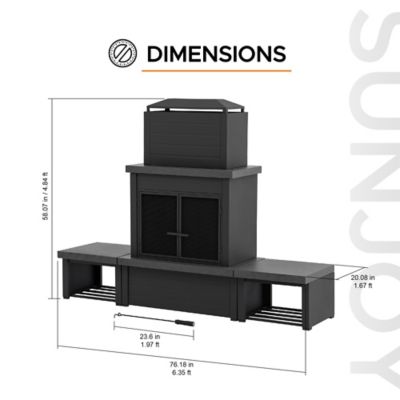 Image showing  Outdoor Wood-Burning Steel Fireplace, Black