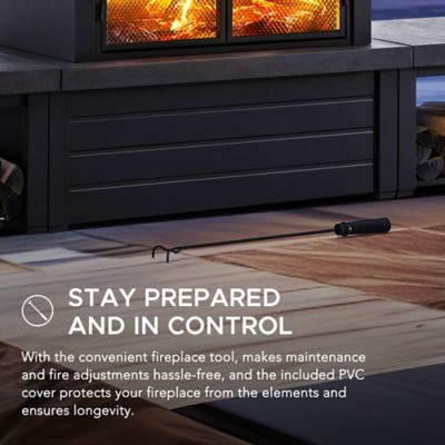 Image showing 6 th Sunjoy Outdoor Wood-Burning Steel Fireplace, Black