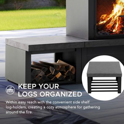 Image showing 7 th Sunjoy Outdoor Wood-Burning Steel Fireplace, Black