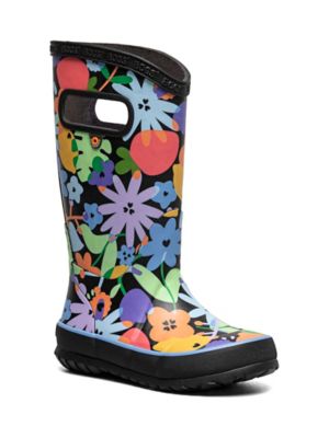 Bogs Kids' Overlap Flowers Waterproof Rain Boots