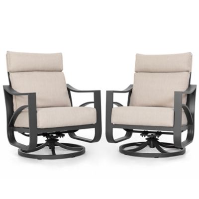Patio Time 2 pc. Swivel Rocking Sofa Chairs with Cushions, Beige