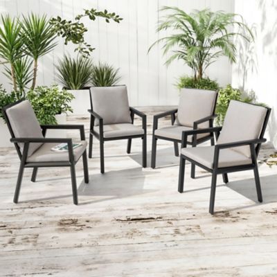 Image showing  4 pc. Aluminum Dining Chairs with Cushions