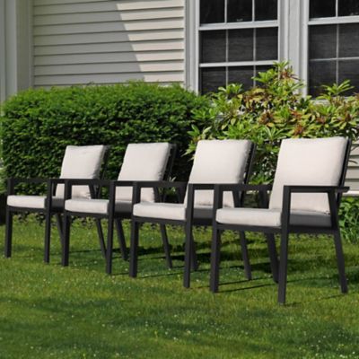 Image showing 6 th Patio Time 4 pc. Aluminum Dining Chairs with Cushions