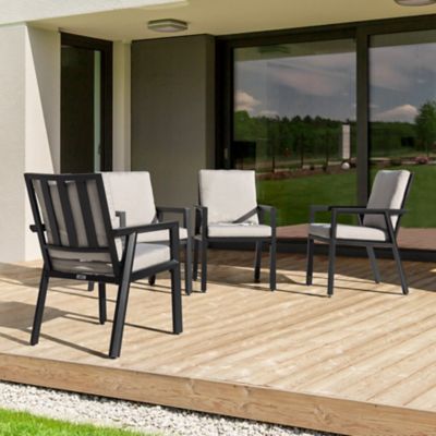 Image showing 7 th Patio Time 4 pc. Aluminum Dining Chairs with Cushions