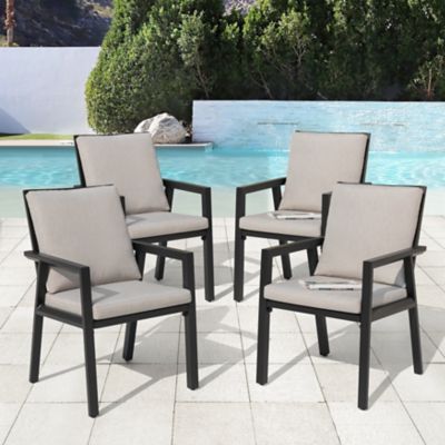 Image showing 8 th Patio Time 4 pc. Aluminum Dining Chairs with Cushions