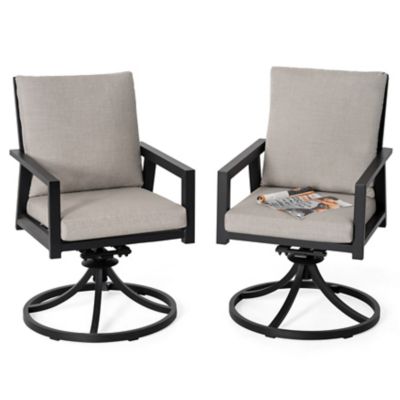 Image showing  2 pc. Swivel Chairs with Cushions, Black/Gray