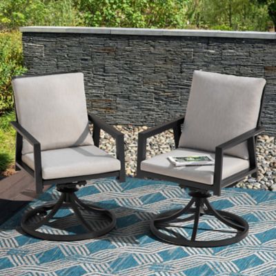 Image showing  2 pc. Swivel Chairs with Cushions, Black/Gray