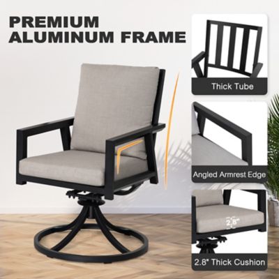 Image showing  2 pc. Swivel Chairs with Cushions, Black/Gray