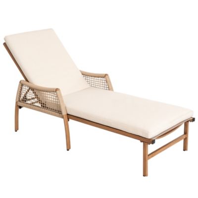 Image showing  Rattan Chaise Lounge Chair with 6-Position Adjustable Backrest