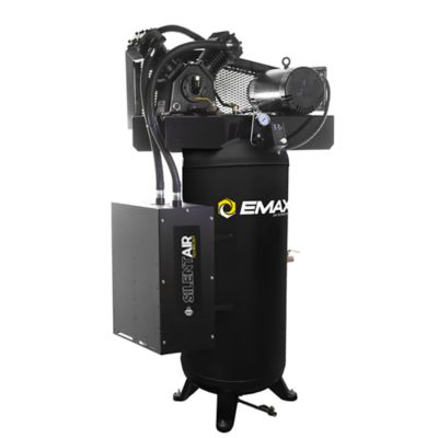 Image showing  5 hp 60 gal. 1-Stage Silent Air Industrial Vertical Air Compressor, 1-Ph, HI FLO, 18.5CFM at 100PSI, Auto Drain