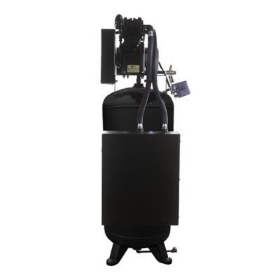 Image showing  5 hp 60 gal. 1-Stage Silent Air Industrial Vertical Air Compressor, 1-Ph, HI FLO, 18.5CFM at 100PSI, Auto Drain