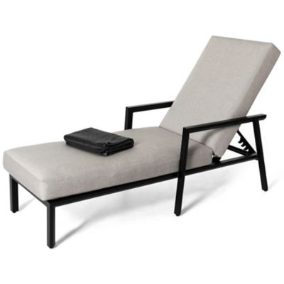 Patio Time Aluminum Chaise Lounge Chair with 6-Position Adjustable Backrest, Gray
