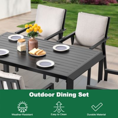 Image showing  7 pc. Aluminum Dining Set with Gray Cushion