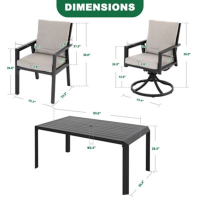 Image showing 5 th Patio Time 7 pc. Aluminum Dining Set with Gray Cushion