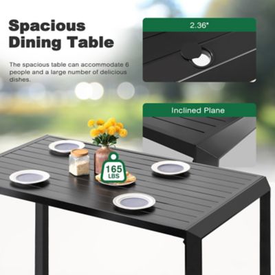 Image showing 7 th Patio Time 7 pc. Aluminum Dining Set with Gray Cushion