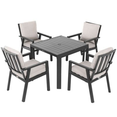 Image showing  5 pc. Aluminum Dining Set with Gray Cushions