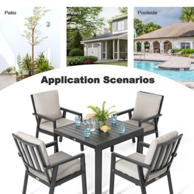 Image showing  5 pc. Aluminum Dining Set with Gray Cushions