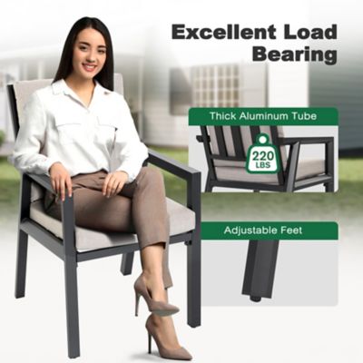 Image showing 7 th Patio Time 5 pc. Aluminum Dining Set with Gray Cushions