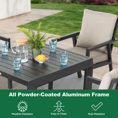 Image showing 8 th Patio Time 5 pc. Aluminum Dining Set with Gray Cushions