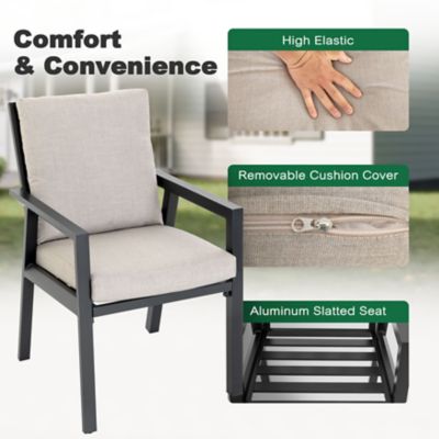 Image showing 9 th Patio Time 5 pc. Aluminum Dining Set with Gray Cushions