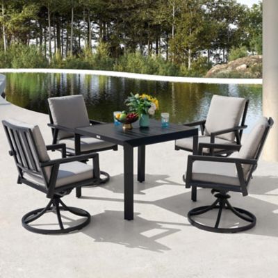 Patio Time 5 pc. Swivel Dining Set with Gray Cushions