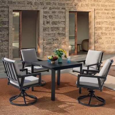 Image showing  5 pc. Swivel Dining Set with Gray Cushions