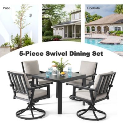 Image showing  5 pc. Swivel Dining Set with Gray Cushions
