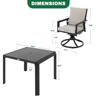 Image showing 5 th Patio Time 5 pc. Swivel Dining Set with Gray Cushions