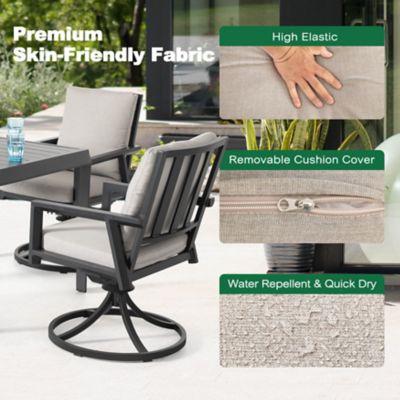 Image showing 8 th Patio Time 5 pc. Swivel Dining Set with Gray Cushions